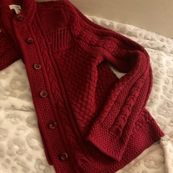 L.L. BEAN PXS burgundy sweater button up cardigan - Picture 4 of 12